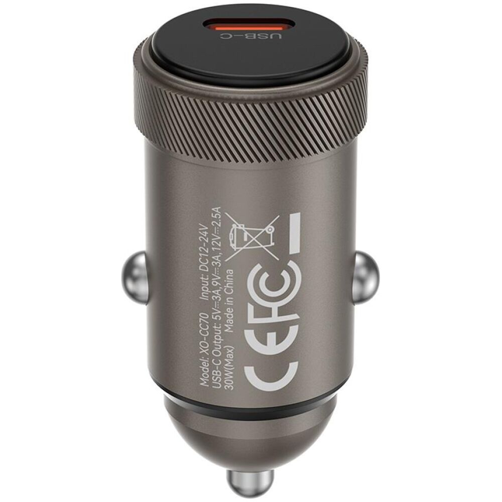 XO CC70 MINI METAL ΦΟΡΤΙΣΤΗΣ ΑΥΤΟΚΙΝΗΤΟΥ, PD30W, 1 ΘΥΡΑ PD, ΜΑΥΡΟΣ