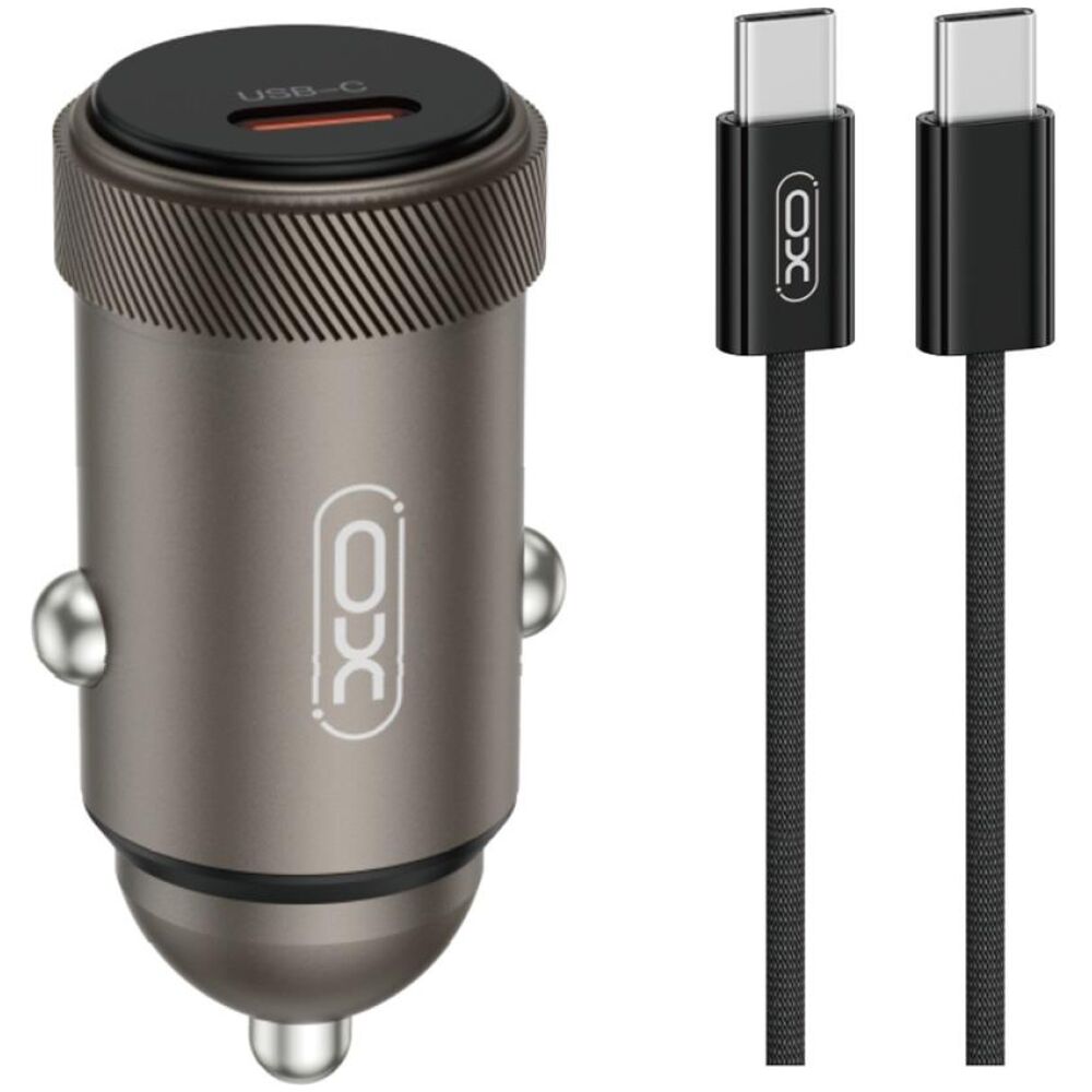 XO CC70 MINI METAL ΦΟΡΤΙΣΤΗΣ ΑΥΤΟΚΙΝΗΤΟΥ, PD30W, 1 ΘΥΡΑ PD,  ΜΕ ΚΑΛΩΔΙΟ PD ΣΕ TYPE-C, ΜΑΥΡΟΣ