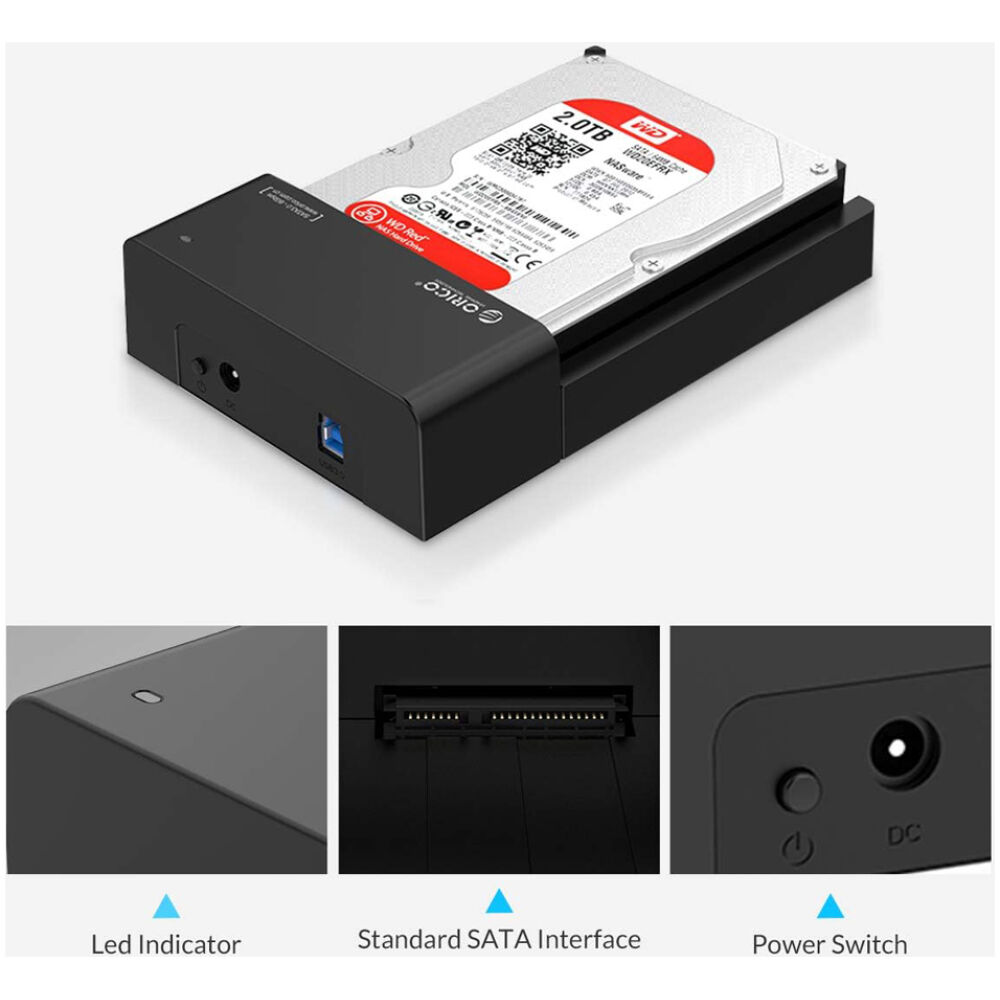 ORICO docking station για 2.5" ή 3.5" SATA HDD/SSD 6518US3-V2, 5Gbps, μαύρο - Image 4