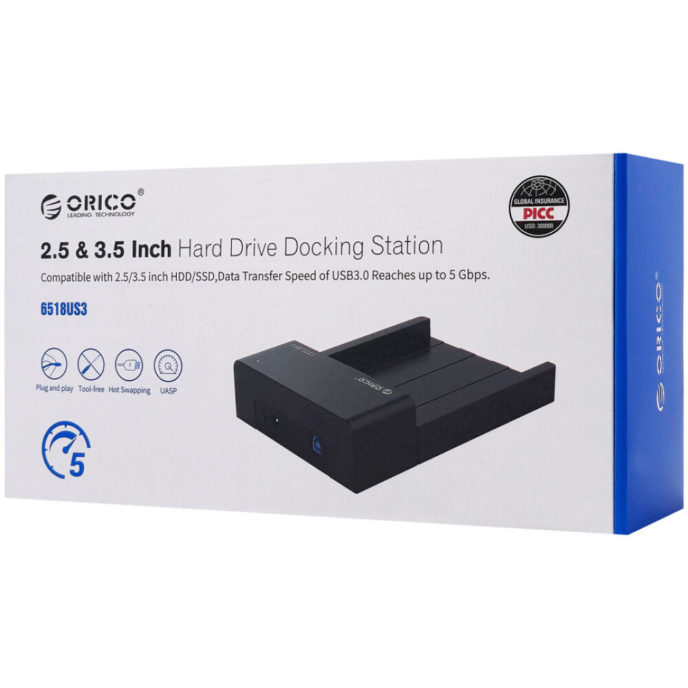 ORICO docking station για 2.5" ή 3.5" SATA HDD/SSD 6518US3-V2, 5Gbps, μαύρο - Image 6