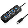 ORICO USB hub PW4U-C3, 4x θυρών, USB 3.0, 5Gbps, USB-C σύνδεση, μαύρο