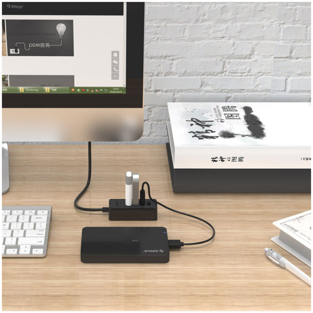 ORICO USB hub W5P-U2, 4x θυρών, USB 2.0, 480Mbps, USB σύνδεση, 1m καλώδιο, μαύρο - Image 2