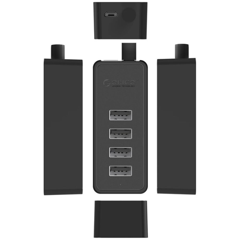 ORICO USB hub W5P-U2, 4x θυρών, USB 2.0, 480Mbps, USB σύνδεση, 1m καλώδιο, μαύρο - Image 4