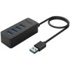 ORICO USB hub W5P-U3, 4x θυρών, USB 3.0, 5Gbps, USB σύνδεση, 1m καλώδιο, μαύρο