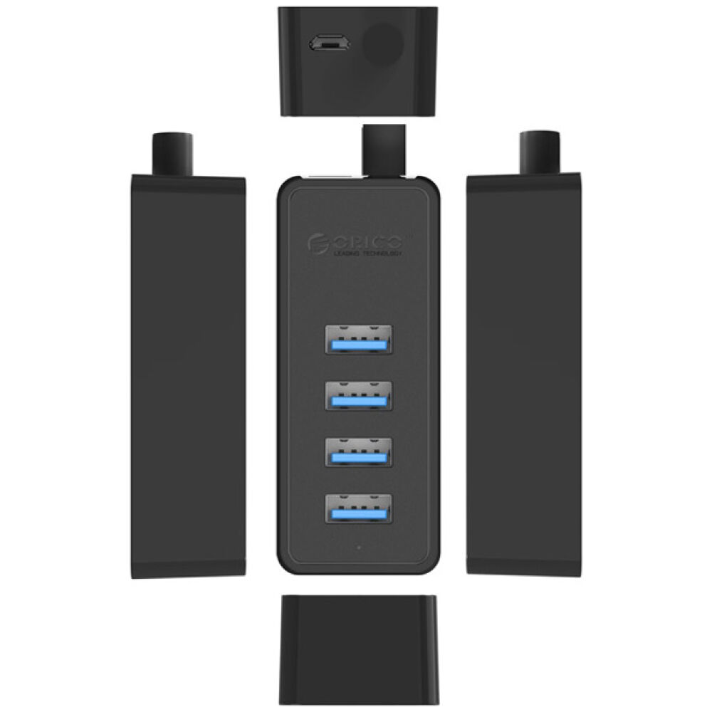 ORICO USB hub W5P-U3, 4x θυρών, USB 3.0, 5Gbps, USB σύνδεση, 1m καλώδιο, μαύρο - Image 4