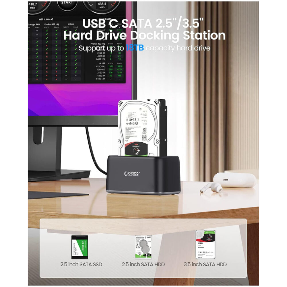 ORICO docking station για 2.5" ή 3.5" SATA HDD/SSD 6819C3-V1, 5Gbps, μαύρο - Image 2