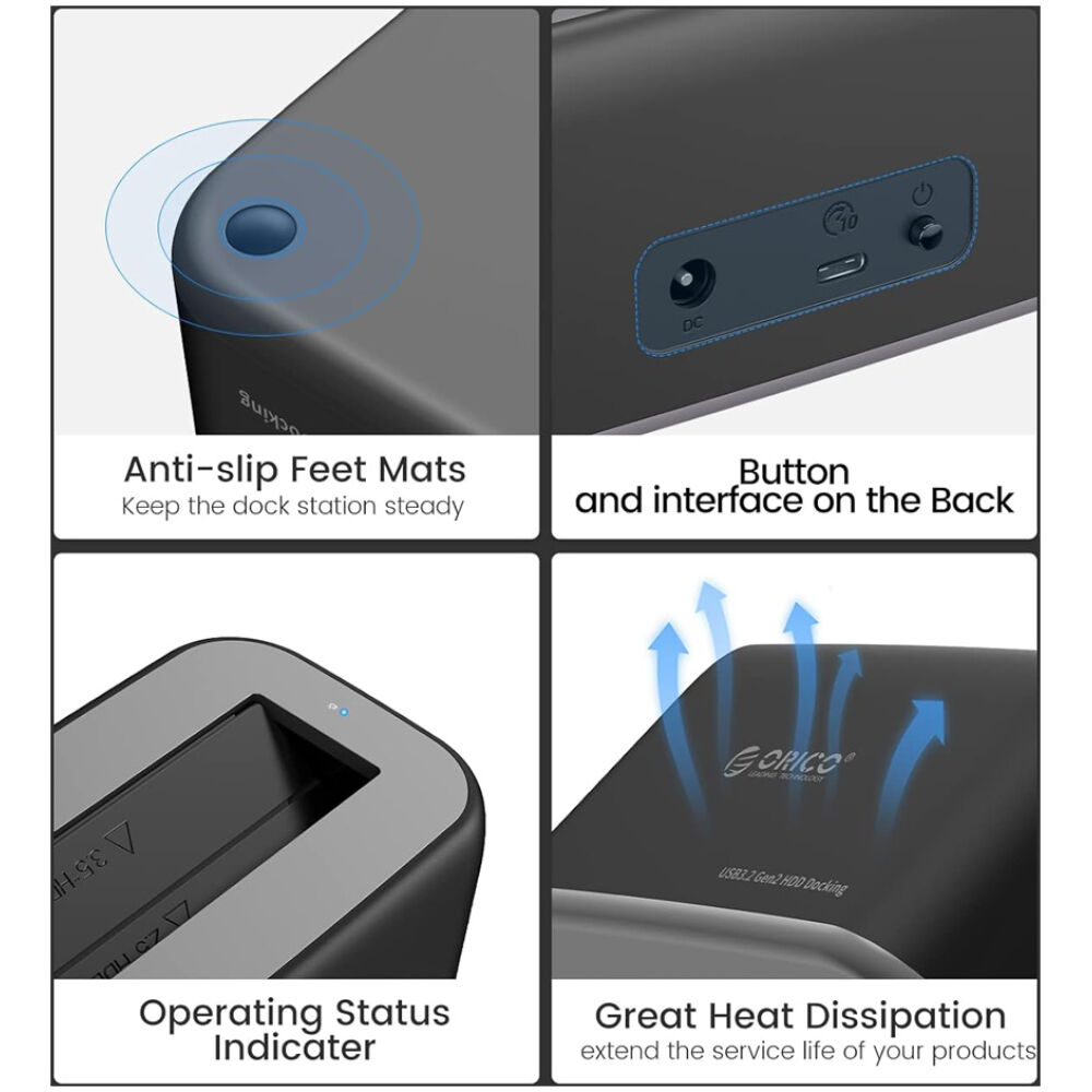 ORICO docking station για 2.5" ή 3.5" SATA HDD/SSD 6819C3-V1, 5Gbps, μαύρο - Image 3