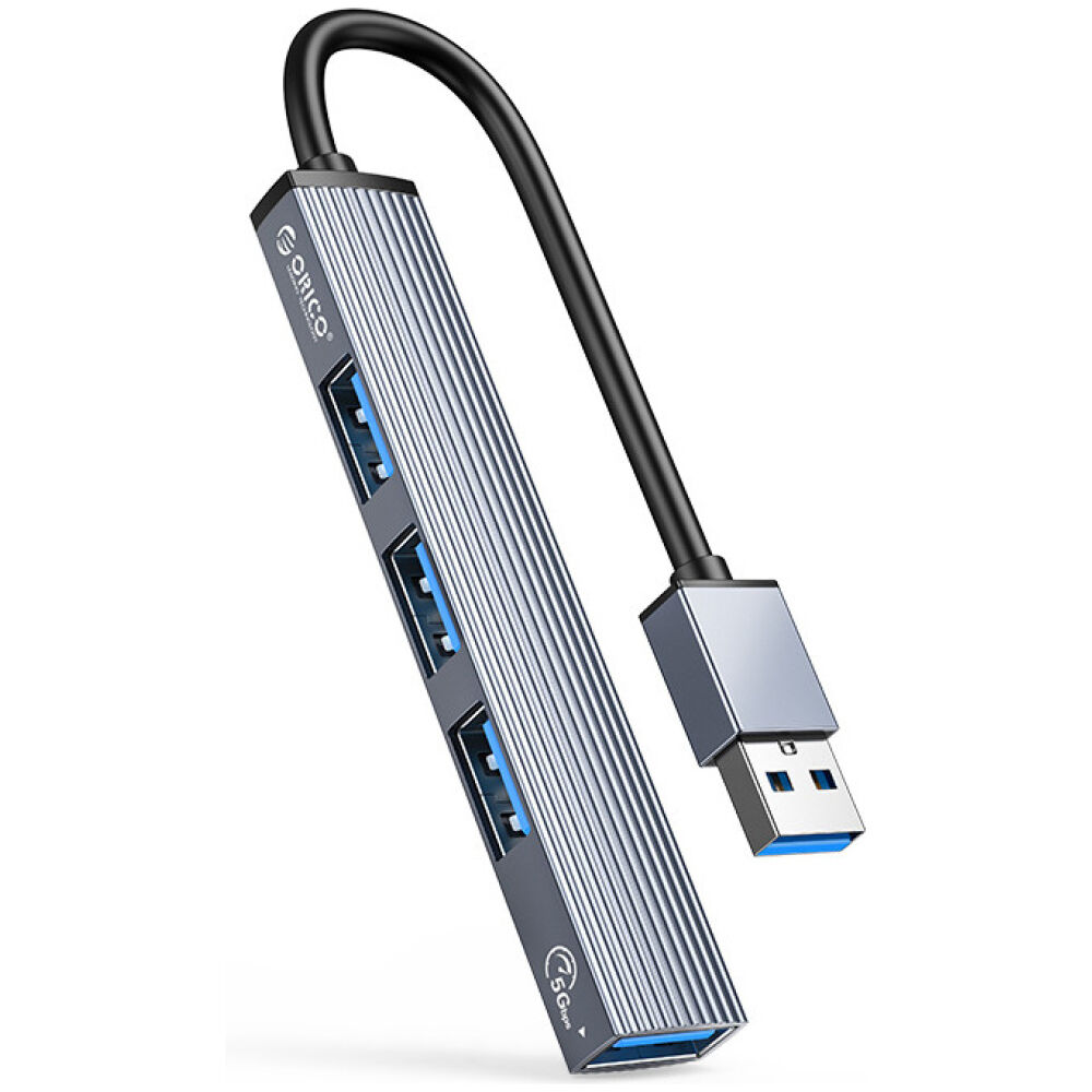 ORICO USB hub AH-A13, 4x θυρών, USB 3.0, 5Gbps, USB σύνδεση, γκρι