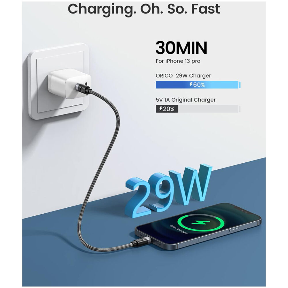ORICO καλώδιο Lightning σε USB-C C2L, 29W, 480Mbps, 1m, μαύρο - Image 2