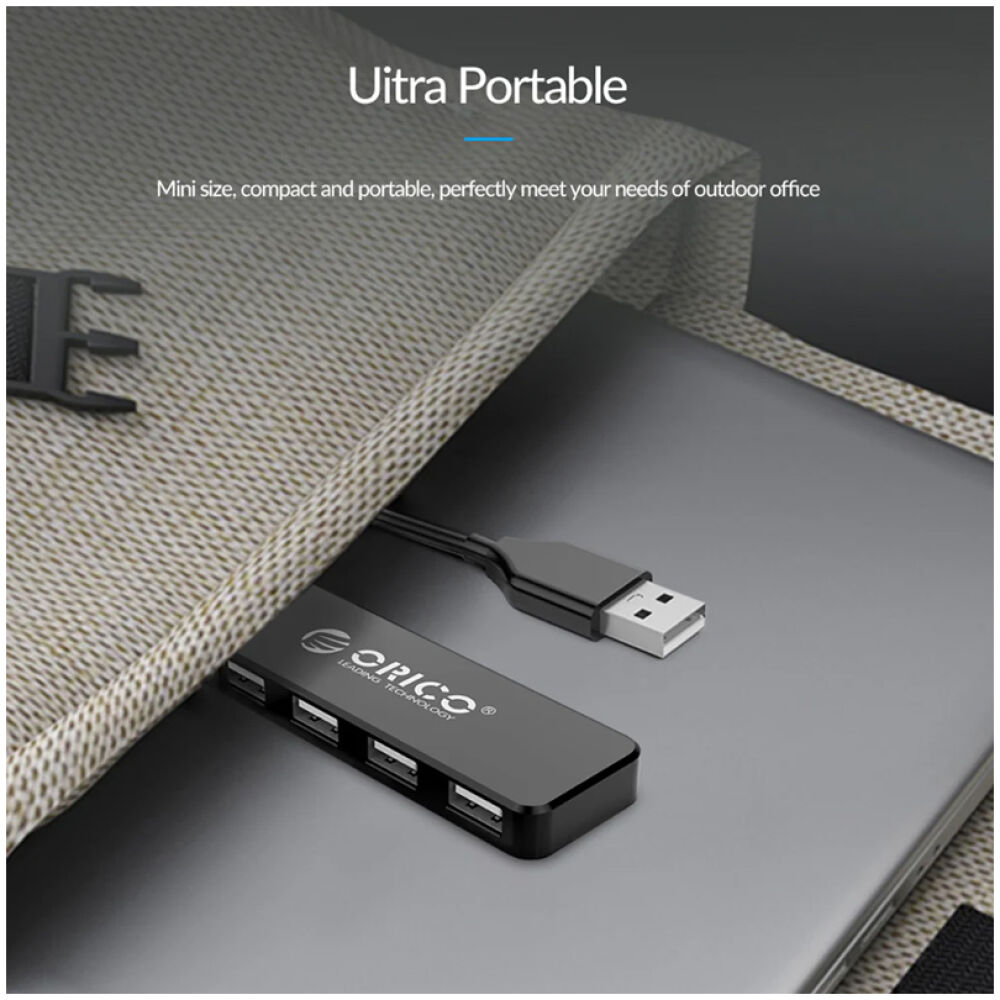 ORICO USB hub FL01, 4x θυρών, USB 2.0, 480Mbps, USB σύνδεση, μαύρο - Image 3