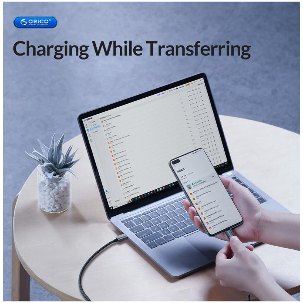 ORICO καλώδιο USB-C GQA60, 60W, 480Mbps, 1m, μαύρο - Image 2
