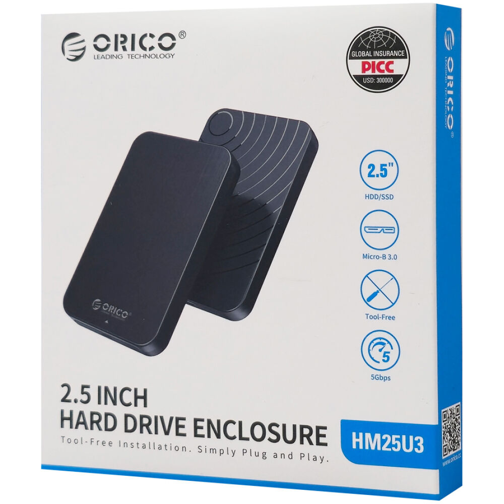 ORICO θήκη για 2.5" SATA HDD/SSD HM25U3, 5Gbps, μαύρη - Image 7