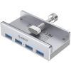 ORICO USB hub MH4PU-P με σφιγκτήρα, 4x θυρών, 5Gbps, USB σύνδεση, ασημί