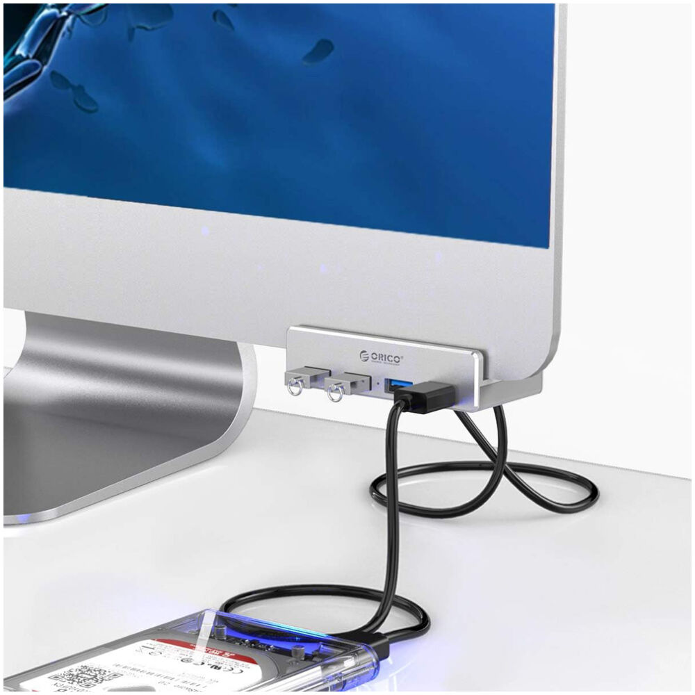 ORICO USB hub MH4PU-P με σφιγκτήρα, 4x θυρών, 5Gbps, USB σύνδεση, ασημί - Image 3