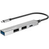 POWERTECH USB hub PT-1412, 4x θυρών, USB 3.2, 5Gbps, USB-C σύνδεση, γκρι
