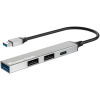 POWERTECH USB hub PT-1413, 4x θυρών, USB 3.2, 5Gbps, USB σύνδεση, γκρι