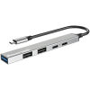 POWERTECH USB hub PT-1414, 5x θυρών, USB 3.2, 5Gbps, 100W, USB-C σύνδεση, γκρι