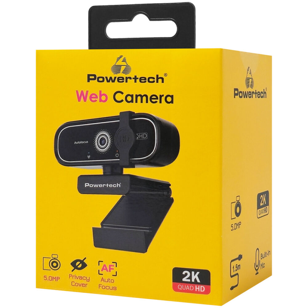 POWERTECH web camera PT-1427, 5MP, 2K QHD, αυτόματη εστίαση, 1.5m, μαύρη - Image 5