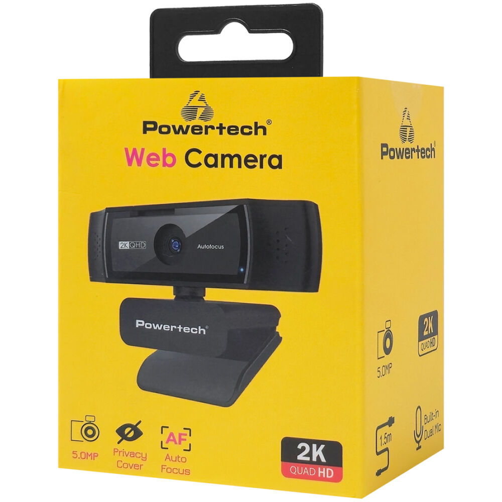 POWERTECH web camera PT-1428, 5MP, 2K QHD, αυτόματη εστίαση, 1.5m, μαύρη - Image 5