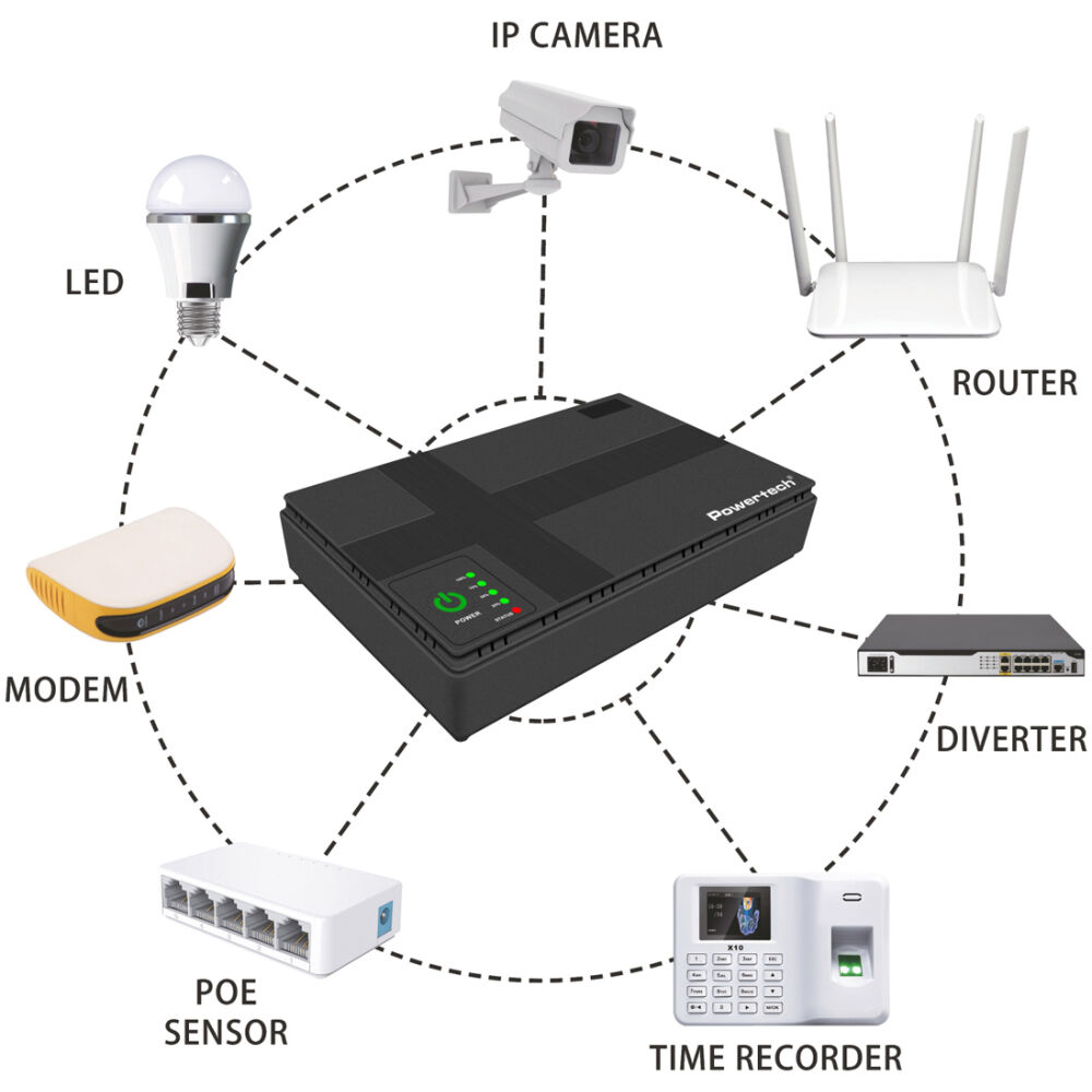 POWERTECH mini DC UPS PT-1434, 18W, 10400mAh, 3x DC, USB/LAN/POE, μαύρο - Image 2