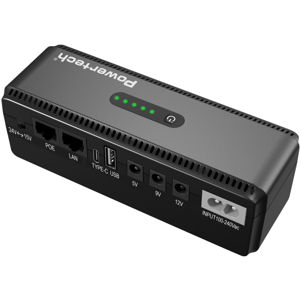 POWERTECH mini DC UPS PT-1436, 18W, 8800mAh, 3x DC, USB/USB-C/LAN/POE, μαύρο - Image 3