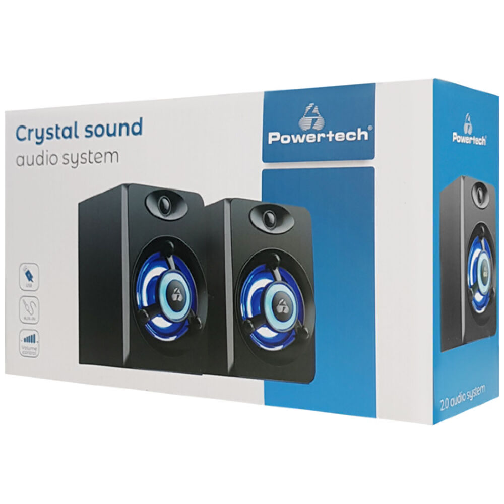 POWERTECH ηχεία Crystal sound PT-842, 2x 3W, 3.5mm, μαύρα - Image 3