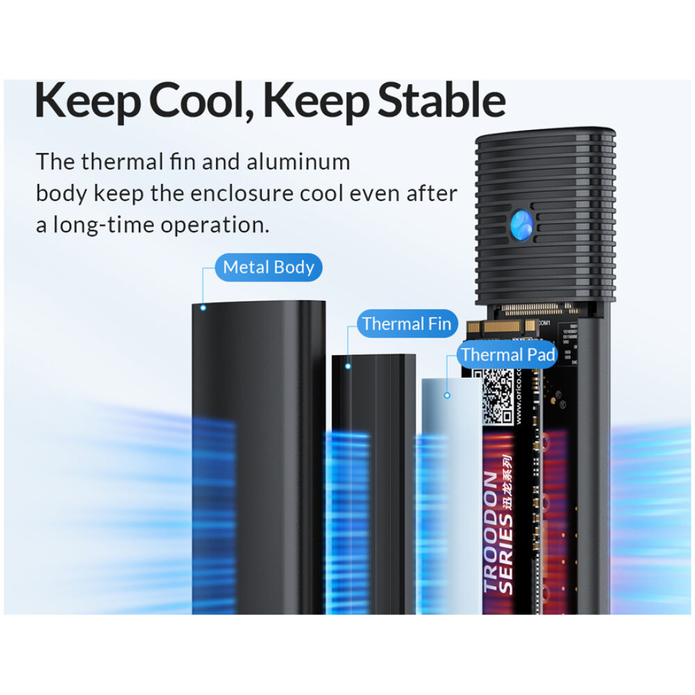 ORICO θήκη για Μ.2 NVMe SSD PWM2-G2-BK-EP, 10Gbps, έως 4TB, μαύρη - Image 4