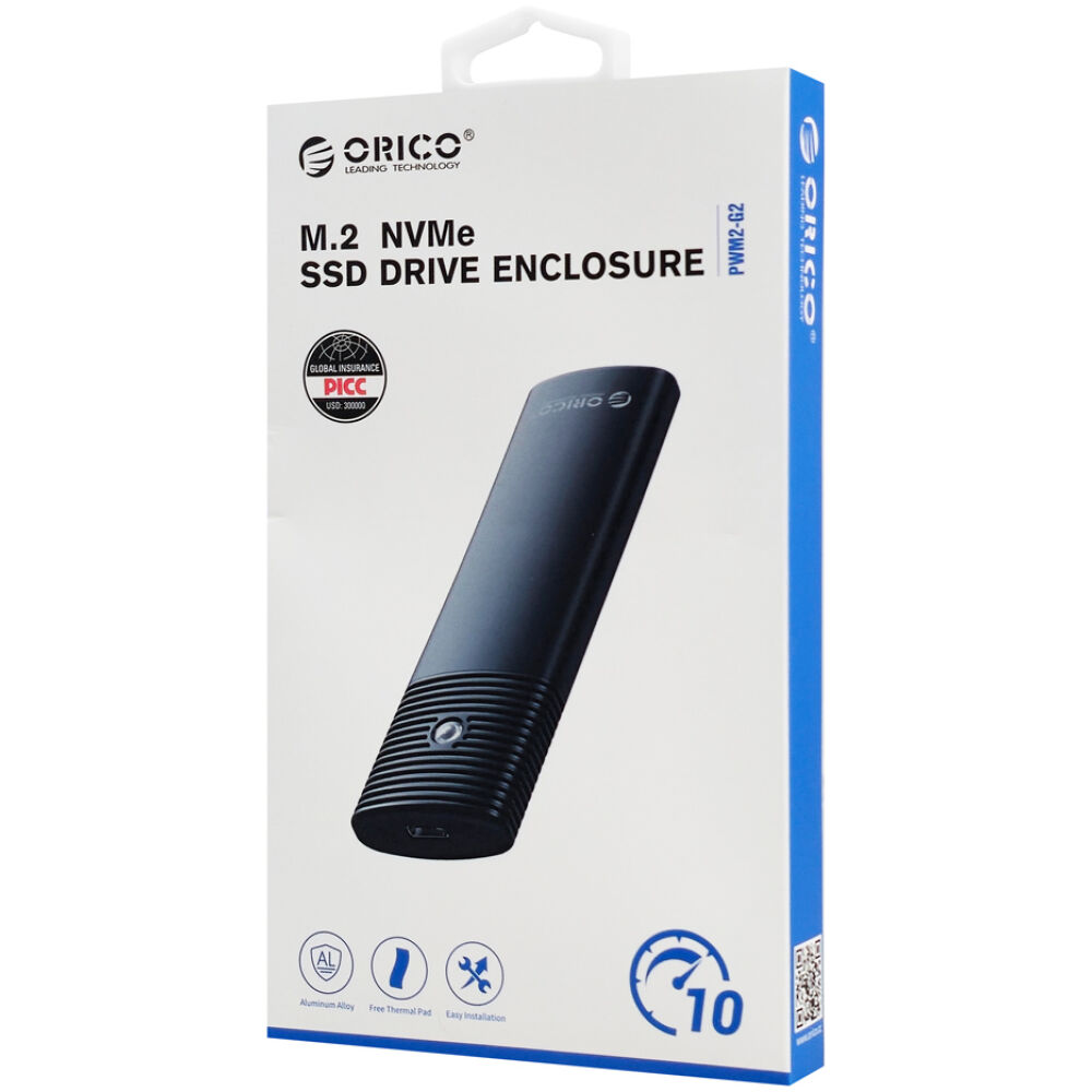 ORICO θήκη για Μ.2 NVMe SSD PWM2-G2-BK-EP, 10Gbps, έως 4TB, μαύρη - Image 9