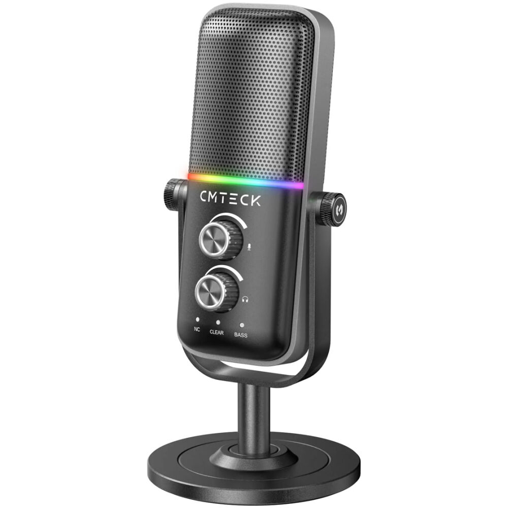 CMTECK επιτραπέζιο μικρόφωνο XM600, omnidirectional/καρδιοειδές, USB, RGB LED, μαύρο