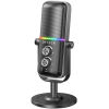 CMTECK επιτραπέζιο μικρόφωνο XM600, omnidirectional/καρδιοειδές, USB, RGB LED, μαύρο