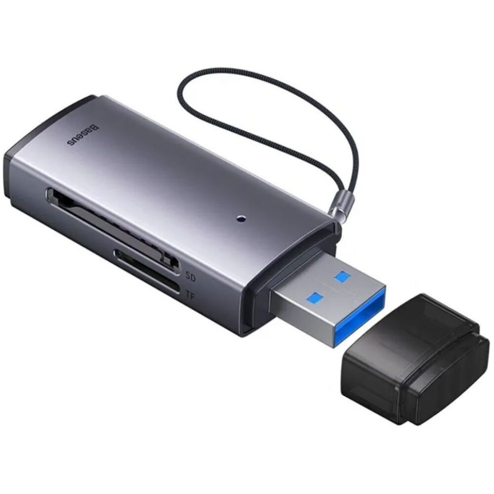 Baseus Lite Series SD/TF Memory Card Reader, USB Gray (WKQX060013) (BASWKQX060013)