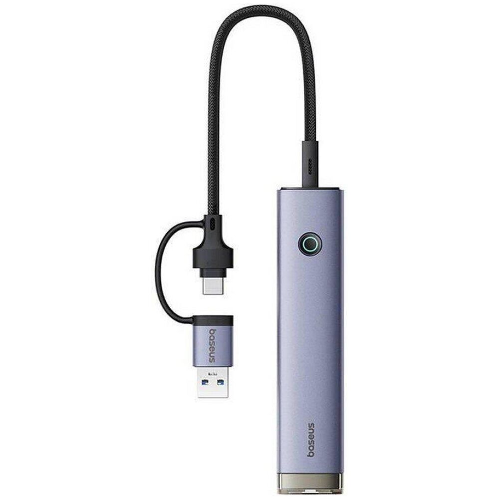 Baseus Hub 4in1 UltraJoy USB-A&USB-C to 3xUSB3.0+USB-C+RJ45 grey (B0005280B811-14) (BASB0005280B811-14)
