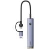Baseus Hub 4in1 UltraJoy USB-A&USB-C to 3xUSB3.0+USB-C+RJ45 grey (B0005280B811-14) (BASB0005280B811-14)