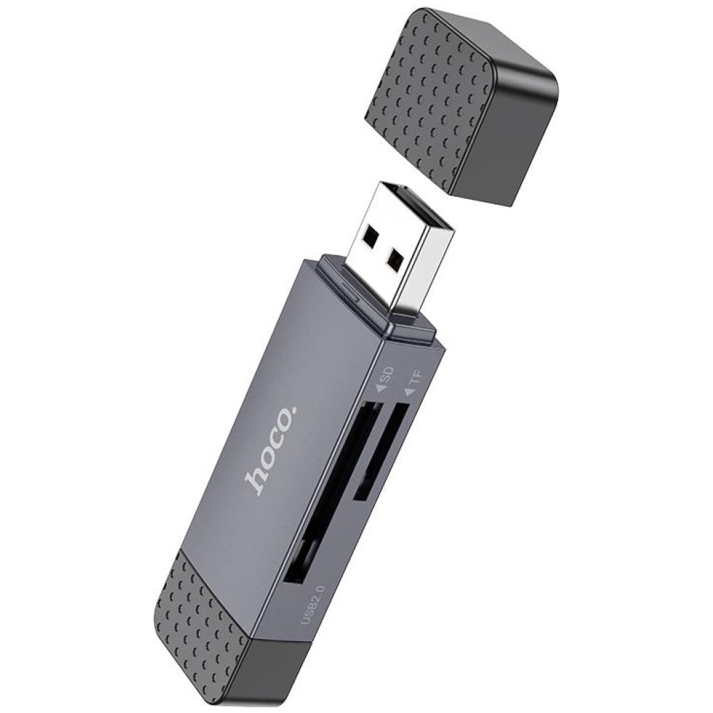 HOCO HB45 SPIRIT 2-IN-1 CARD READER(USB3.0-TYPEC3.0),ΓΚΡΙ - Image 2