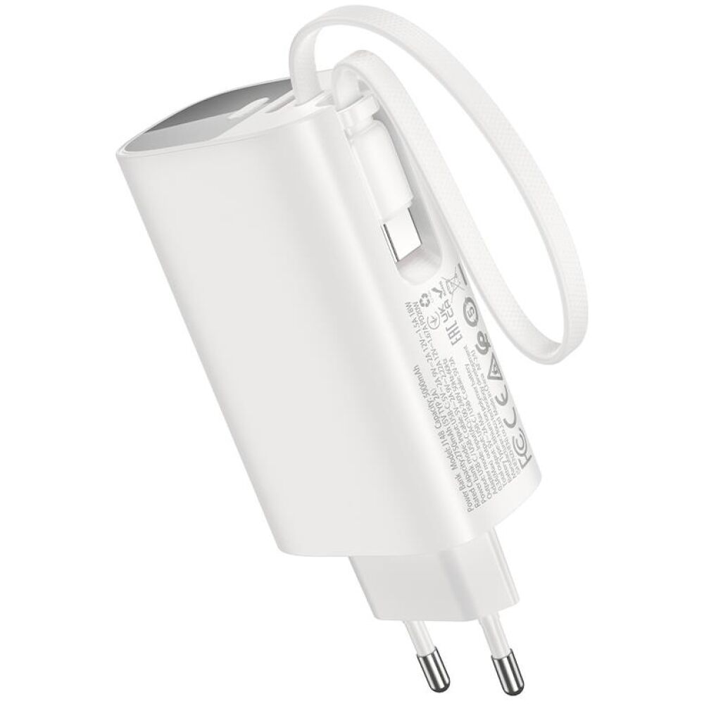HOCO J148 HANDY PD20W POWER BANK ΤΟΙΧΟΥ, ΜΕ ΚΑΛΩΔΙΟ TYPE-C, 5.000MAH, ΛΕΥΚΟ - Image 2