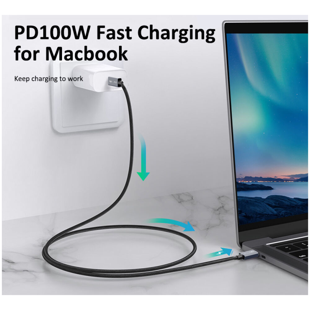CABLETIME καλώδιο USB-C σε USB-C CT-C160-U31-TB3, 100W, 40Gbps, 4K/60Hz, 0.5m, μαύρο - Image 2