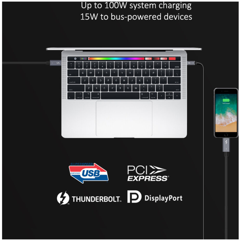 CABLETIME καλώδιο USB-C σε USB-C CT-C160-U31-TB3, 100W, 40Gbps, 4K/60Hz, 0.5m, μαύρο - Image 5