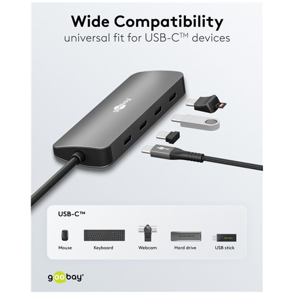 GOOBAY USB hub 76565, 4x θυρών, USB 3.2, 10Gbps, USB-C σύνδεση, γκρι - Image 5