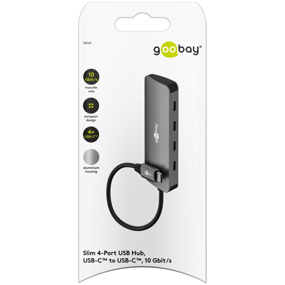 GOOBAY USB hub 76565, 4x θυρών, USB 3.2, 10Gbps, USB-C σύνδεση, γκρι - Image 8