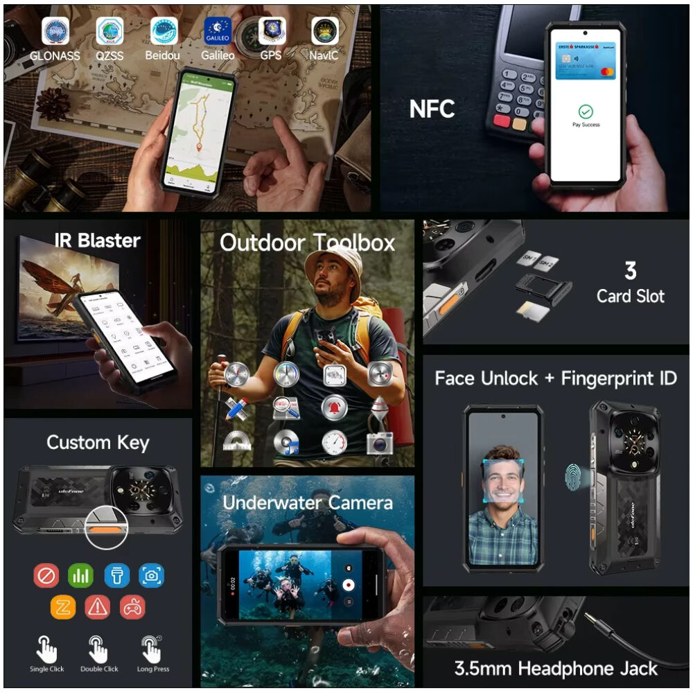 ULEFONE smartphone Armor 28 Pro, 6.67" & 1.04, 16/512GB, 5G, 10600mAh, IP68/IP69K/MIL-STD-810H, μαύρο - Image 14