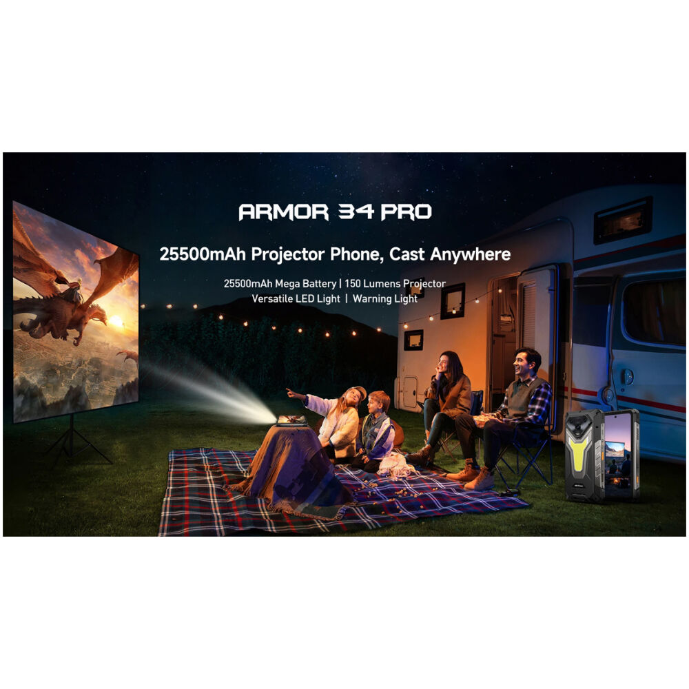 ULEFONE smartphone Armor 34 Pro με βιντεοπροβολέα, 6.95", 5G, 16/512GB, 25500mAh, IP68/IP69K/MIL-STD-810H, μαύρο - Image 2