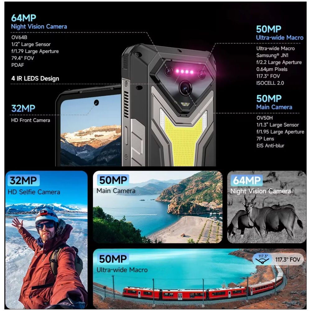 ULEFONE smartphone Armor 34 Pro με βιντεοπροβολέα, 6.95", 5G, 16/512GB, 25500mAh, IP68/IP69K/MIL-STD-810H, μαύρο - Image 9