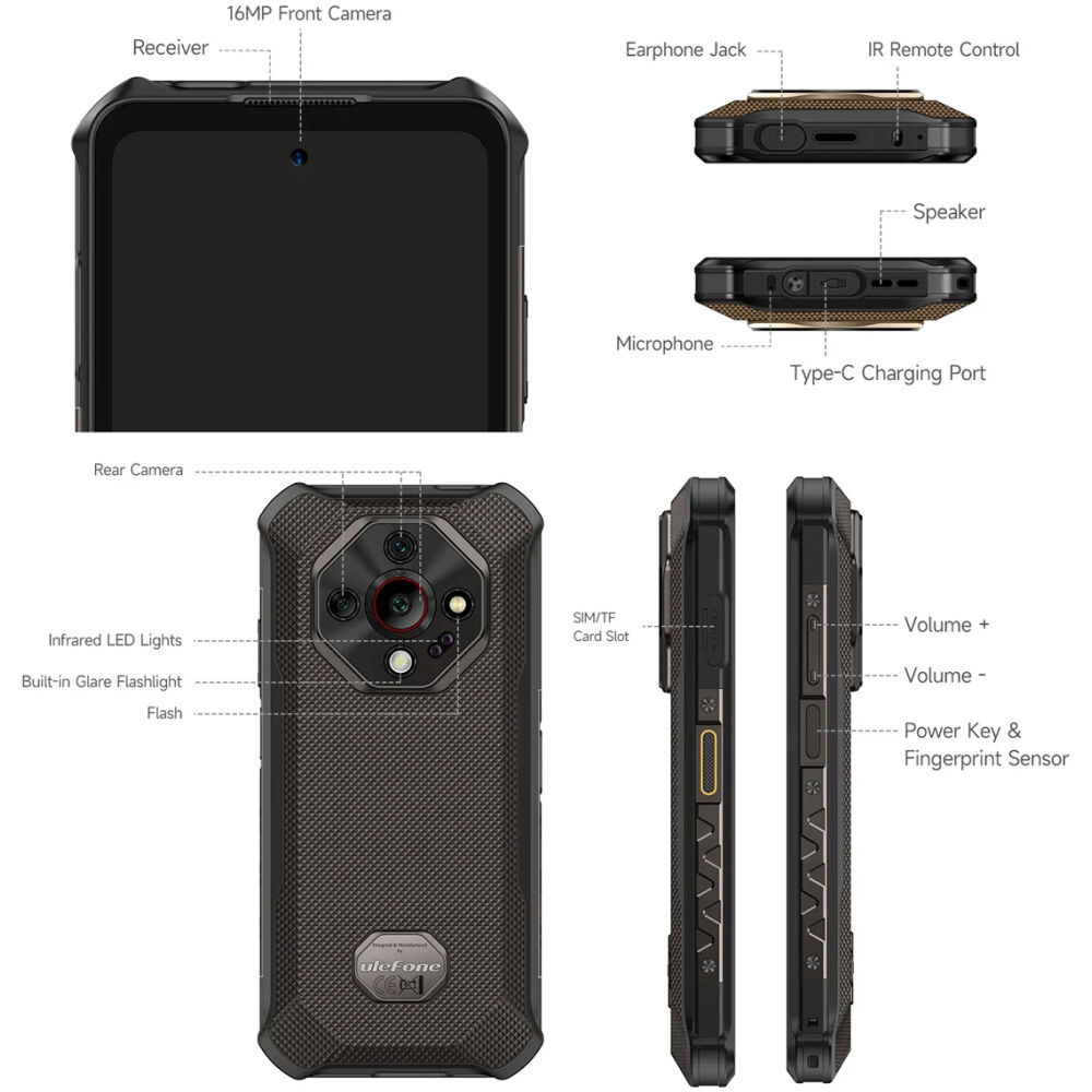ULEFONE smartphone Armor X16 Pro, 6.56", 8/256GB, 5G, 10360mAh, IP68/IP69K/MIL-STD-810H, μαύρο - Image 7
