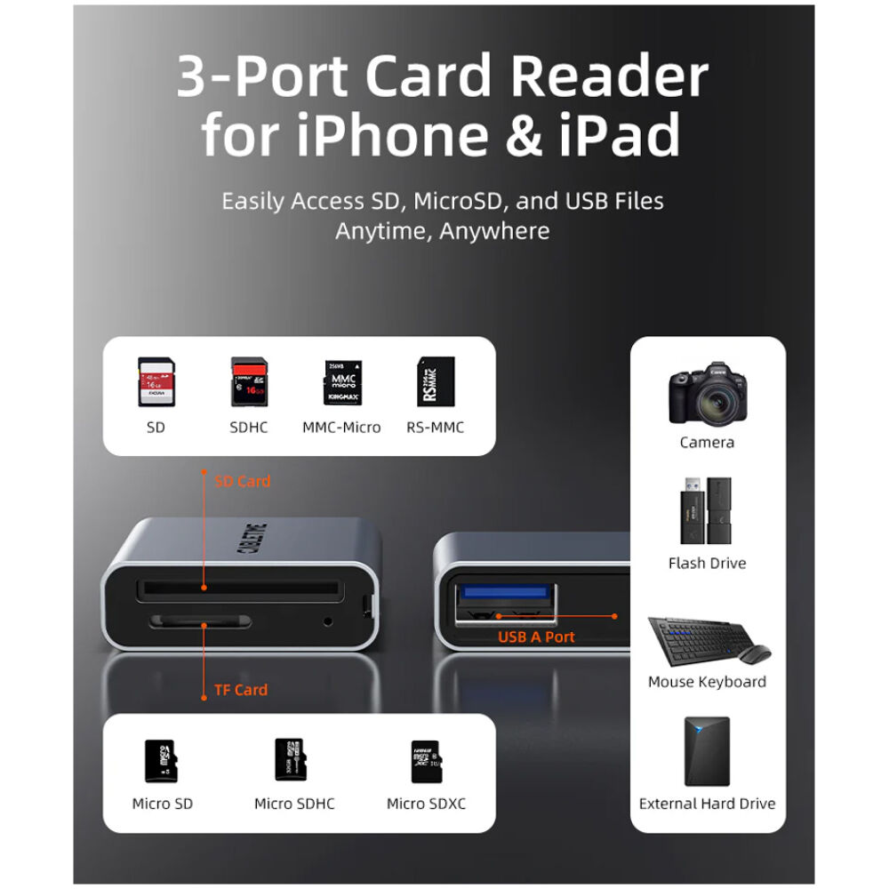 CABLETIME card reader CT-ACCD3-AG για SD & micro SD, USB 3.0, 5Gbps, γκρι - Image 3
