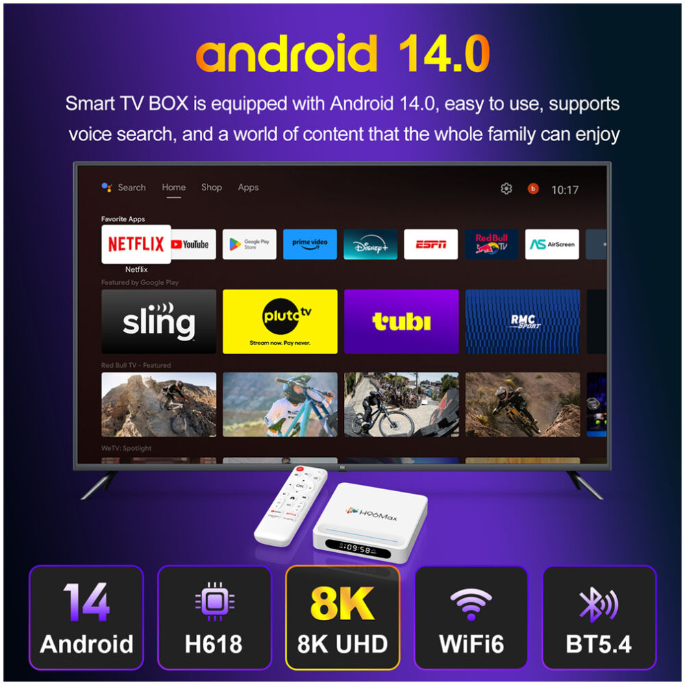 H96 MAX TV Box H618 Plus, 8K, 4/32GB, WiFi 6, Bluetooth, Android 14 - Image 4