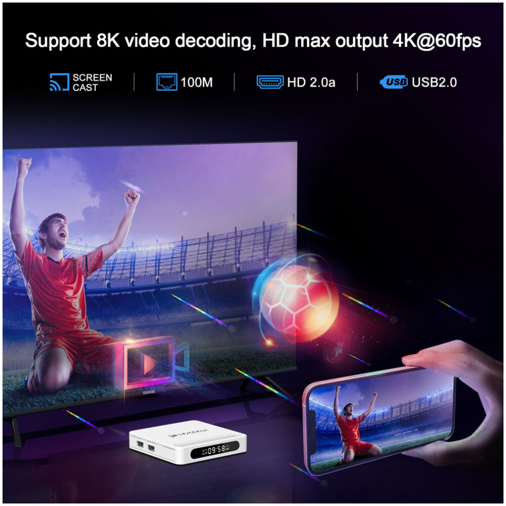 H96 MAX TV Box H618 Plus, 8K, 4/32GB, WiFi 6, Bluetooth, Android 14 - Image 7