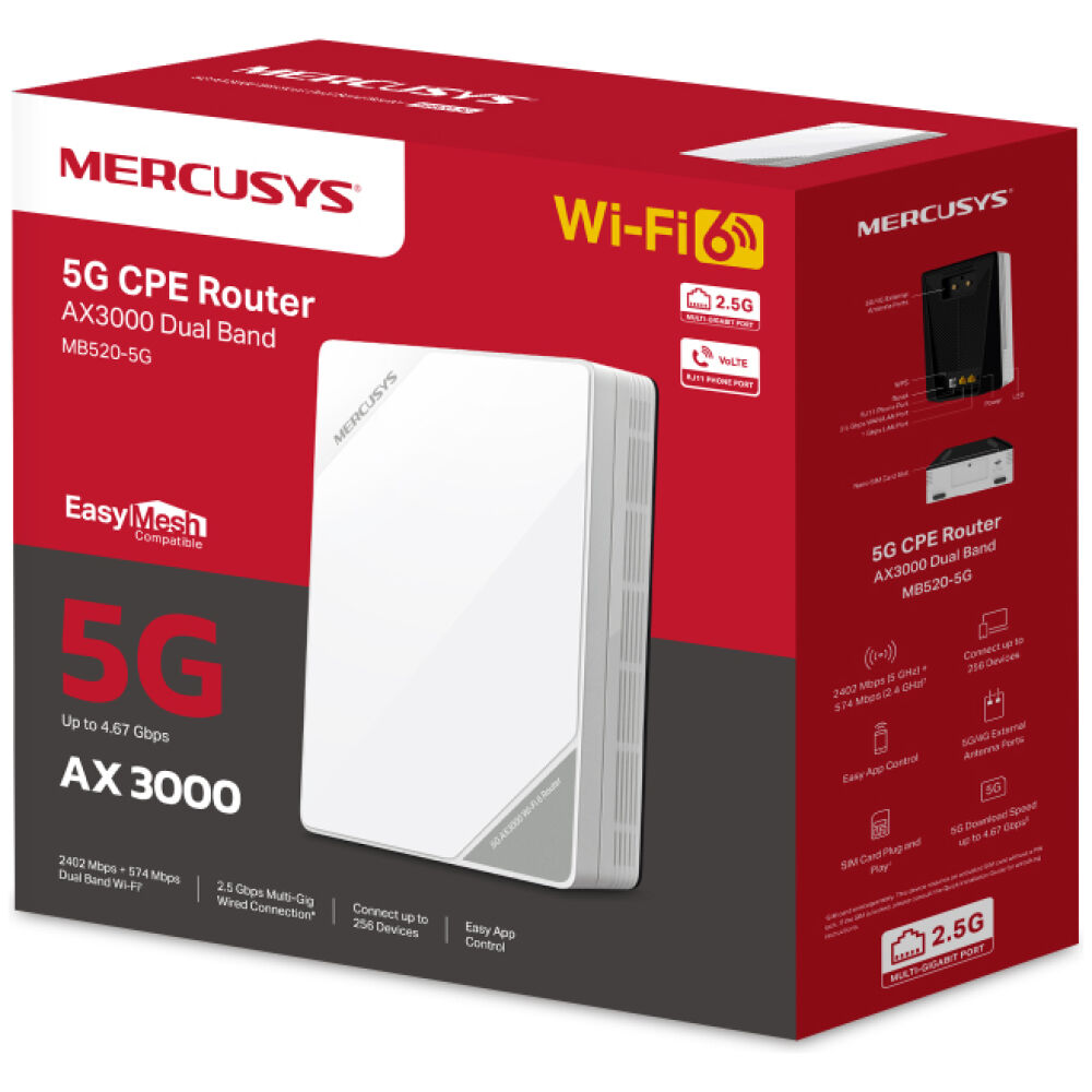 MERCUSYS Router MB520-5G με θύρα τηλεφώνου, 5G, AX3000 Dual Band WiFi 6, 3000Mbps, V.1.0 - Image 10