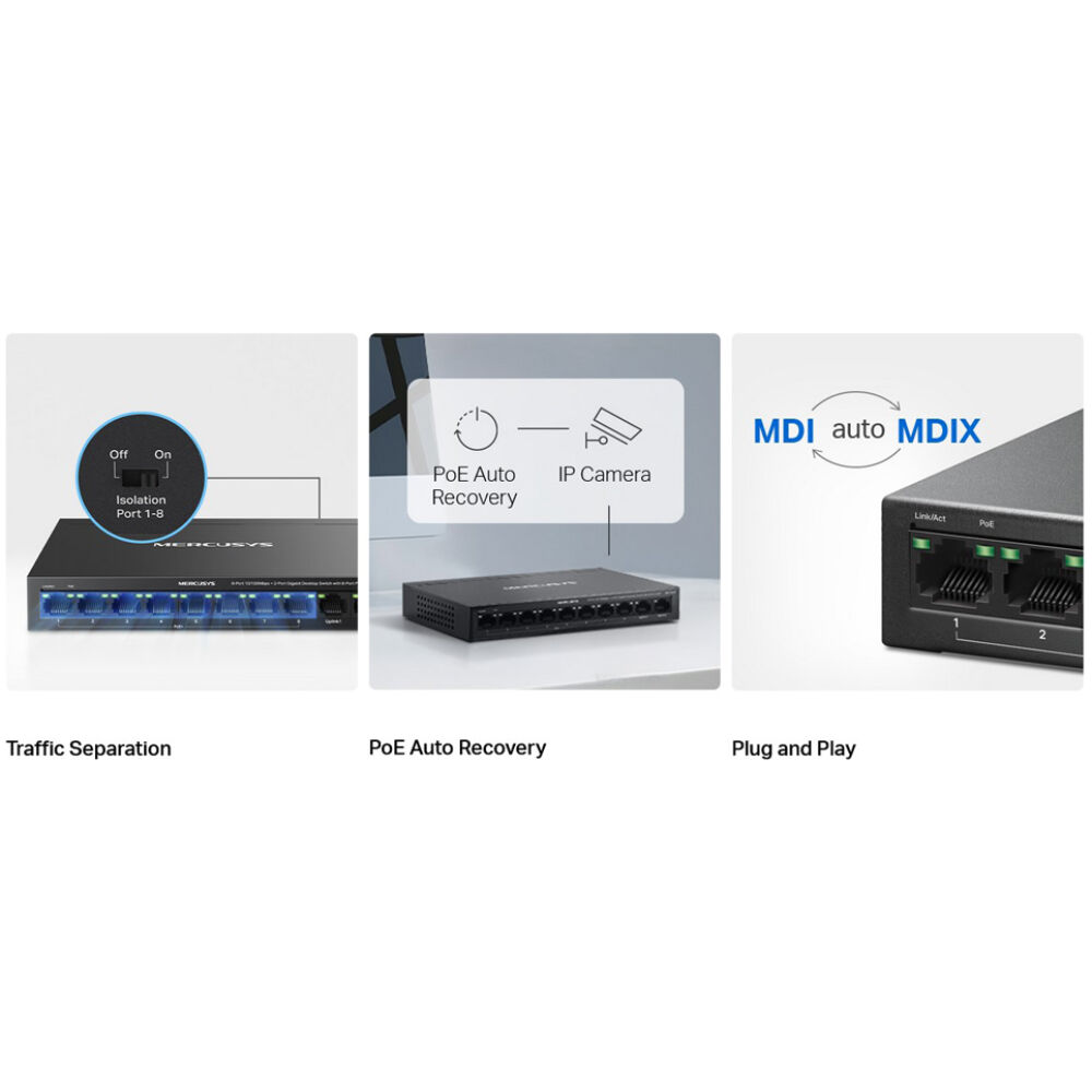 MERCUSYS Desktop Switch MS110CMP, 8x 10/100Mbps PoE+, 2x Gigabit, Ver. 1.0 - Image 5