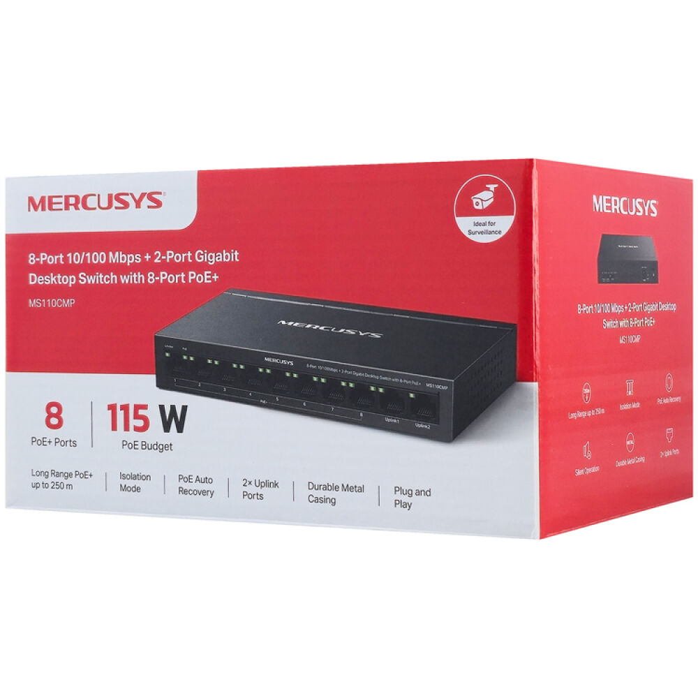 MERCUSYS Desktop Switch MS110CMP, 8x 10/100Mbps PoE+, 2x Gigabit, Ver. 1.0 - Image 6