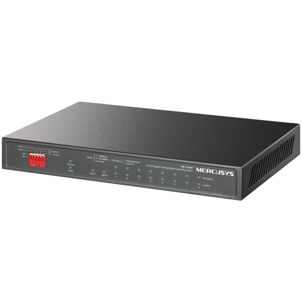MERCUSYS Desktop Switch MS110GMP, 8x 10/100/1000Mbps PoE+, 2x Gigabit, Ver. 1.0